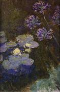 Claude Monet Water Lilies and Agapanthus Lilies oil painting on canvas
